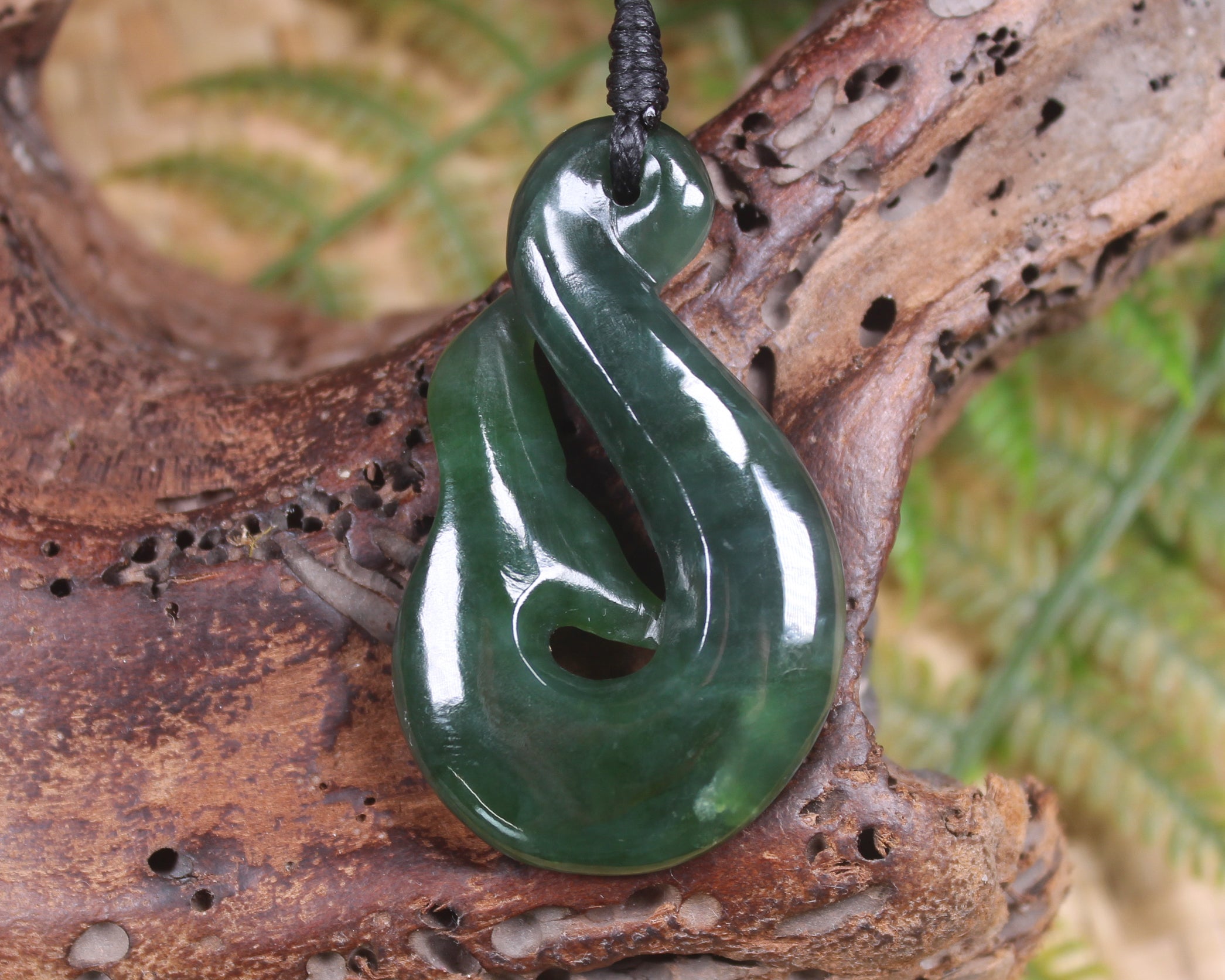 Whale Tail carved from Kawakawa Pounamu - NZ Greenstone