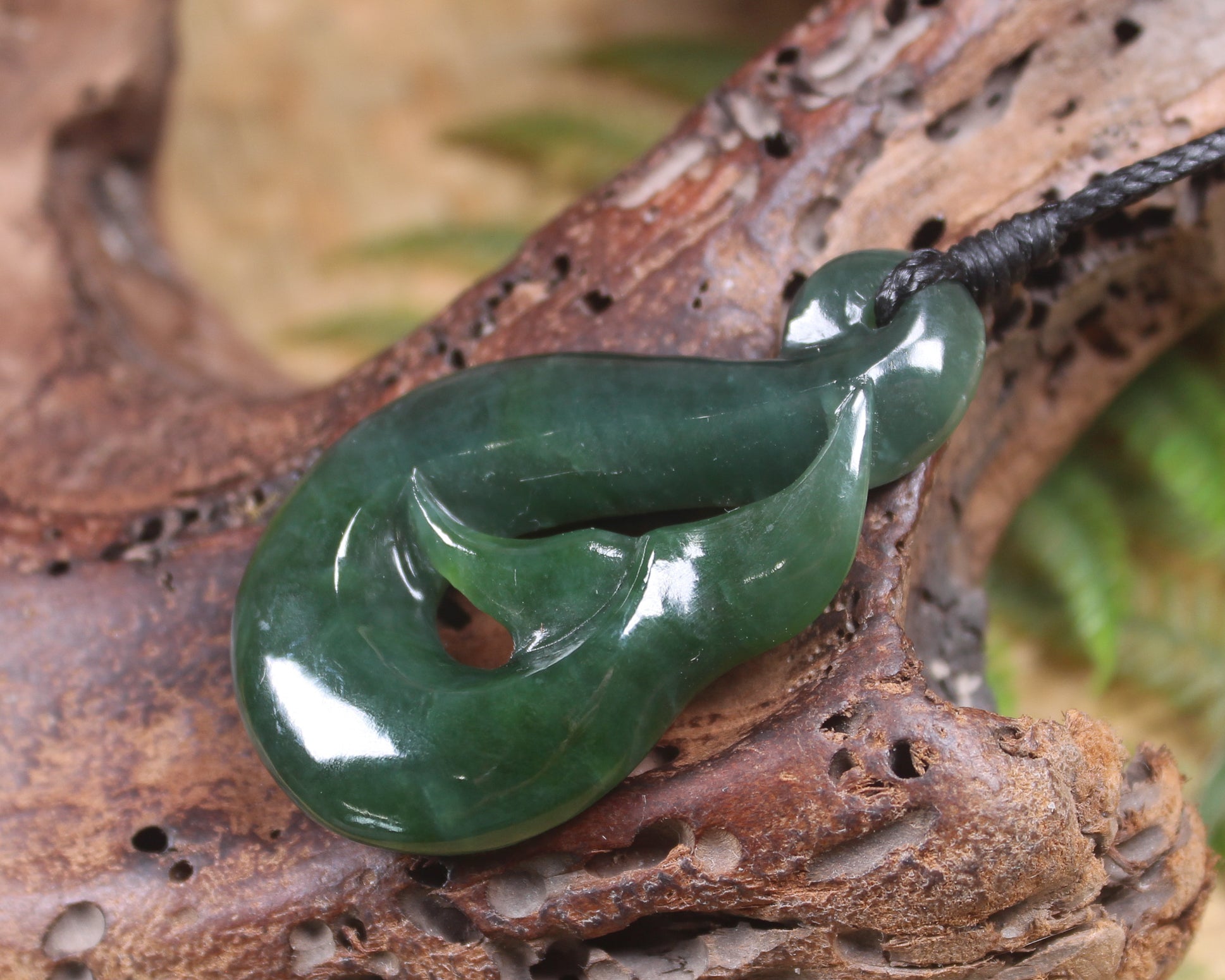 Whale Tail carved from Kawakawa Pounamu - NZ Greenstone