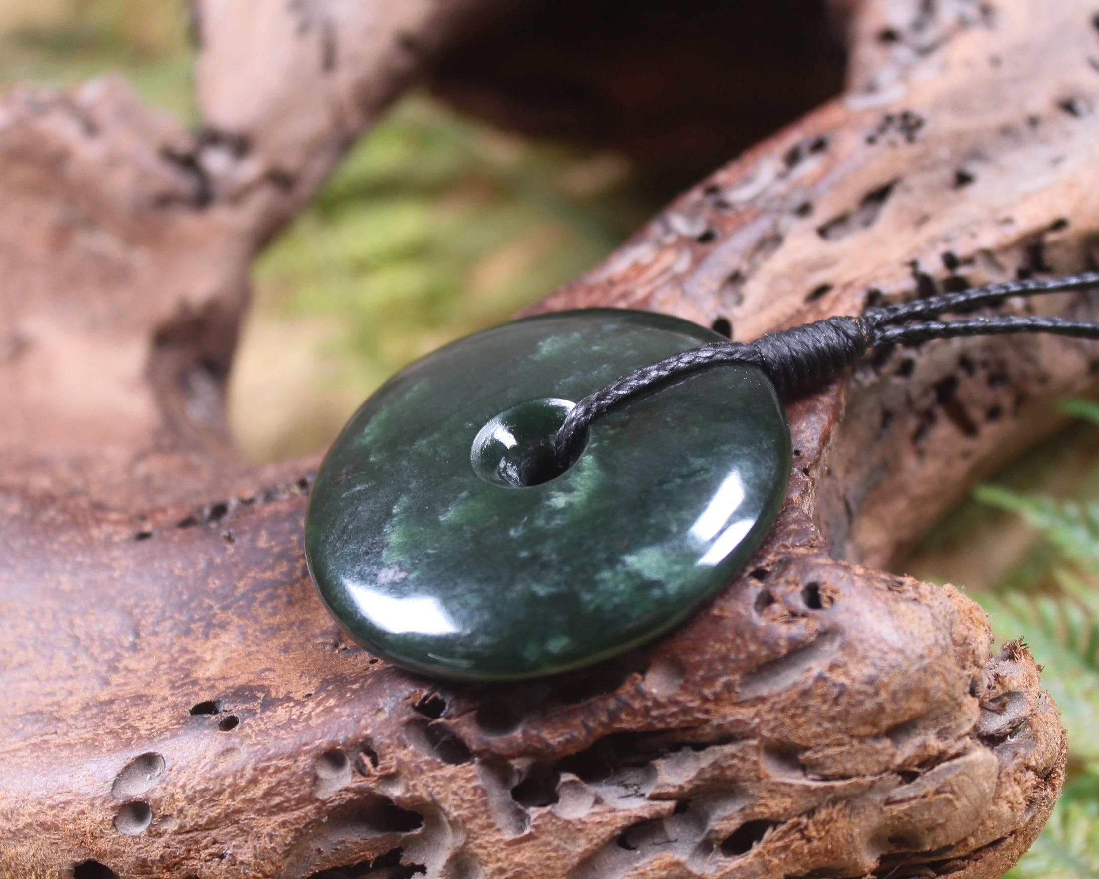 Porowhita or Pi Stone carved from Kawakawa Pounamu - NZ Greenstone