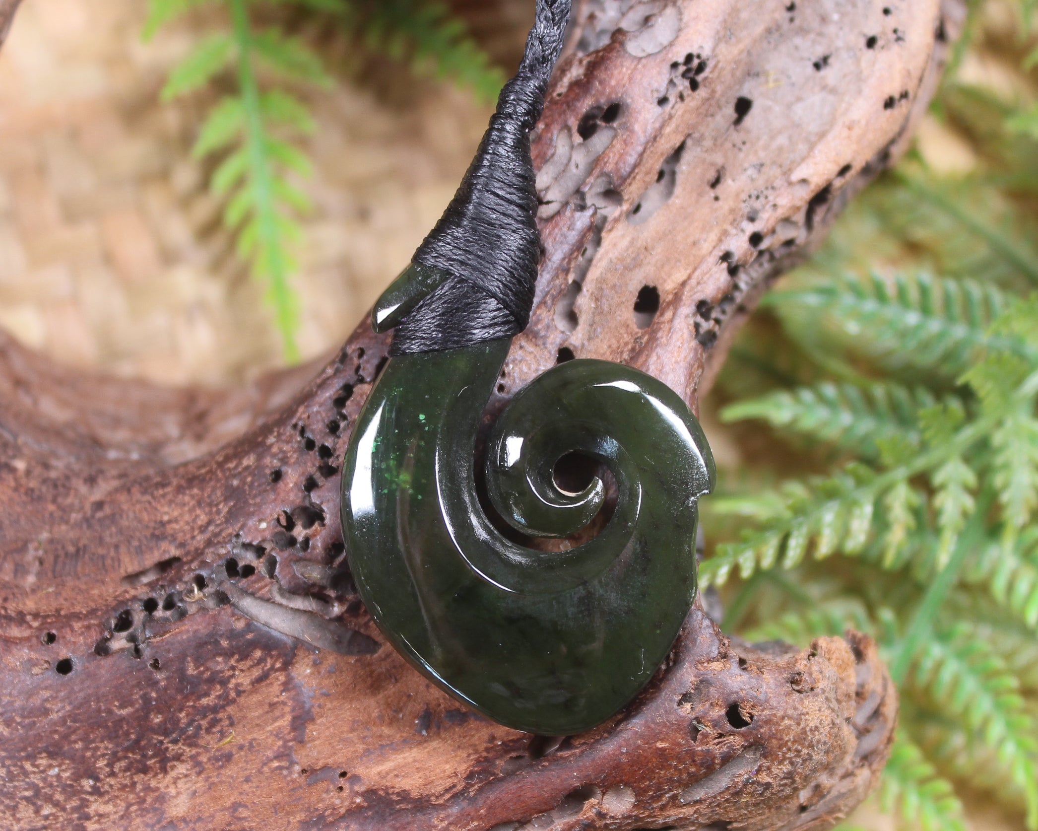 Hei Matau carved from Rimu Pounamu - NZ Greenstone