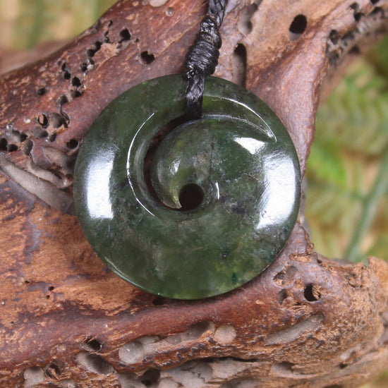 Koru carved from Rimu Pounamu - NZ Greenstone