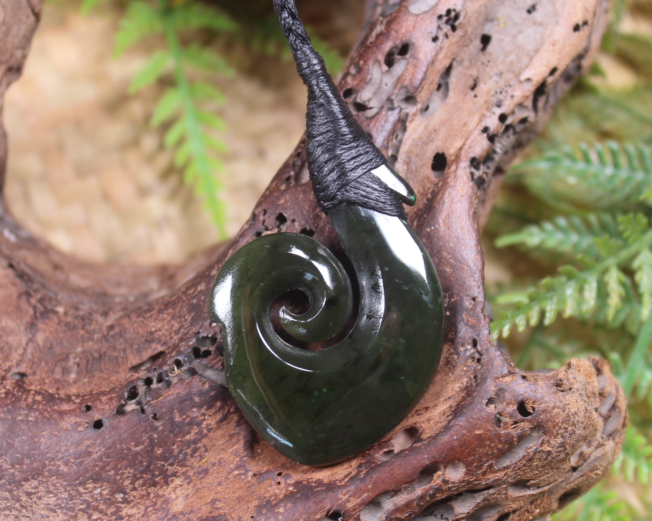 Hei Matau carved from Rimu Pounamu - NZ Greenstone