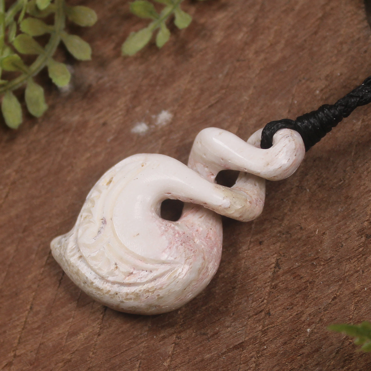 Whale bone twist pendant