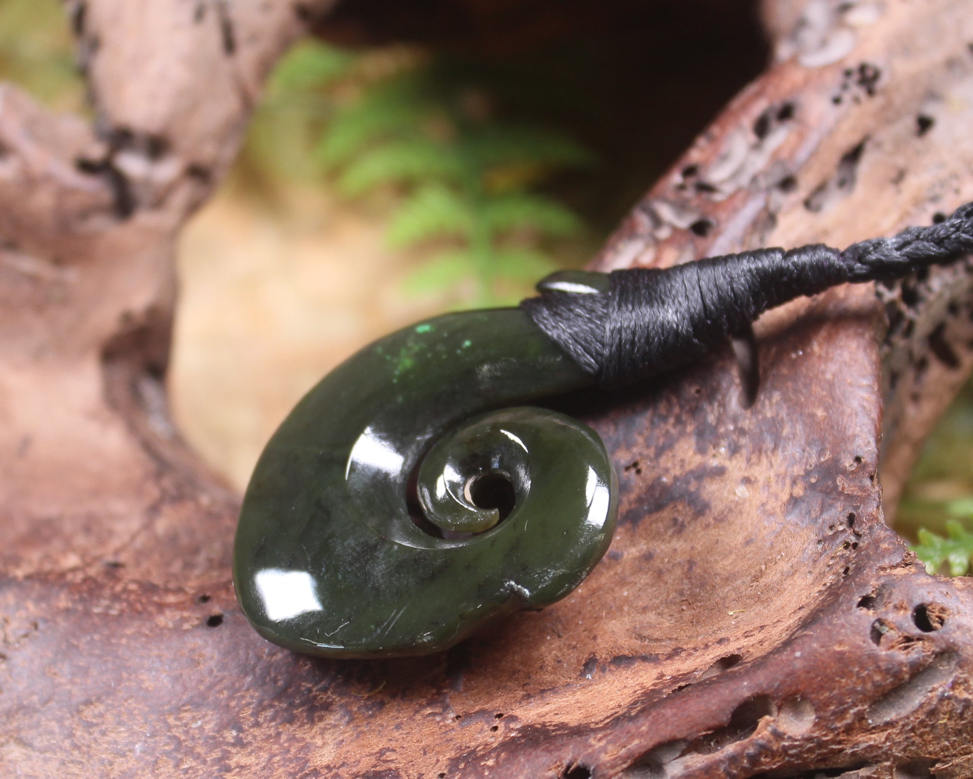 Hei Matau carved from Rimu Pounamu - NZ Greenstone