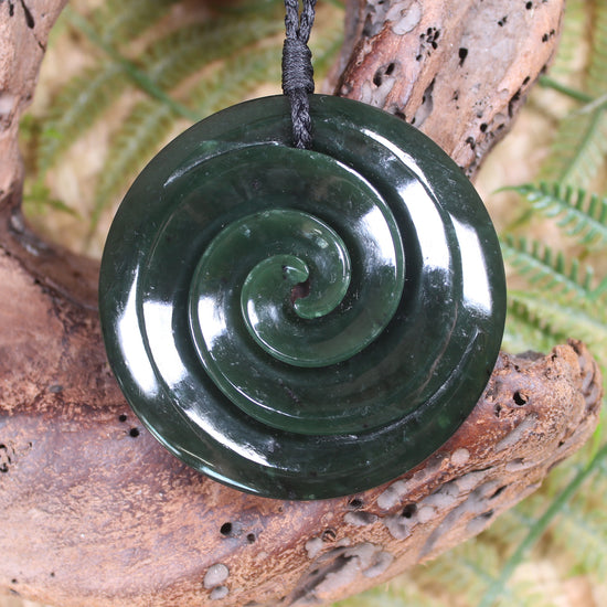 Koru pendant carved from Kawakawa Pounamu - NZ Greenstone