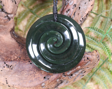 Koru pendant carved from Kawakawa Pounamu - NZ Greenstone