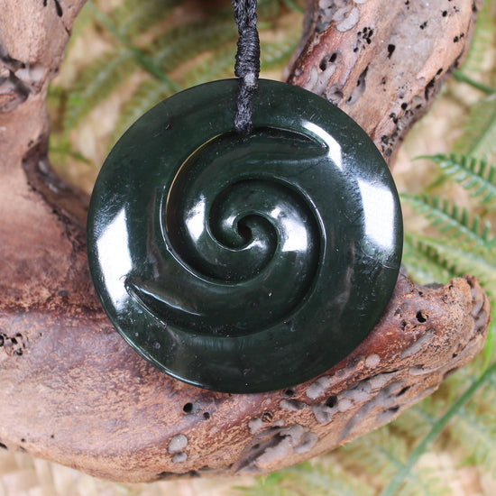 Koru pendant carved from Kawakawa Pounamu - NZ Greenstone