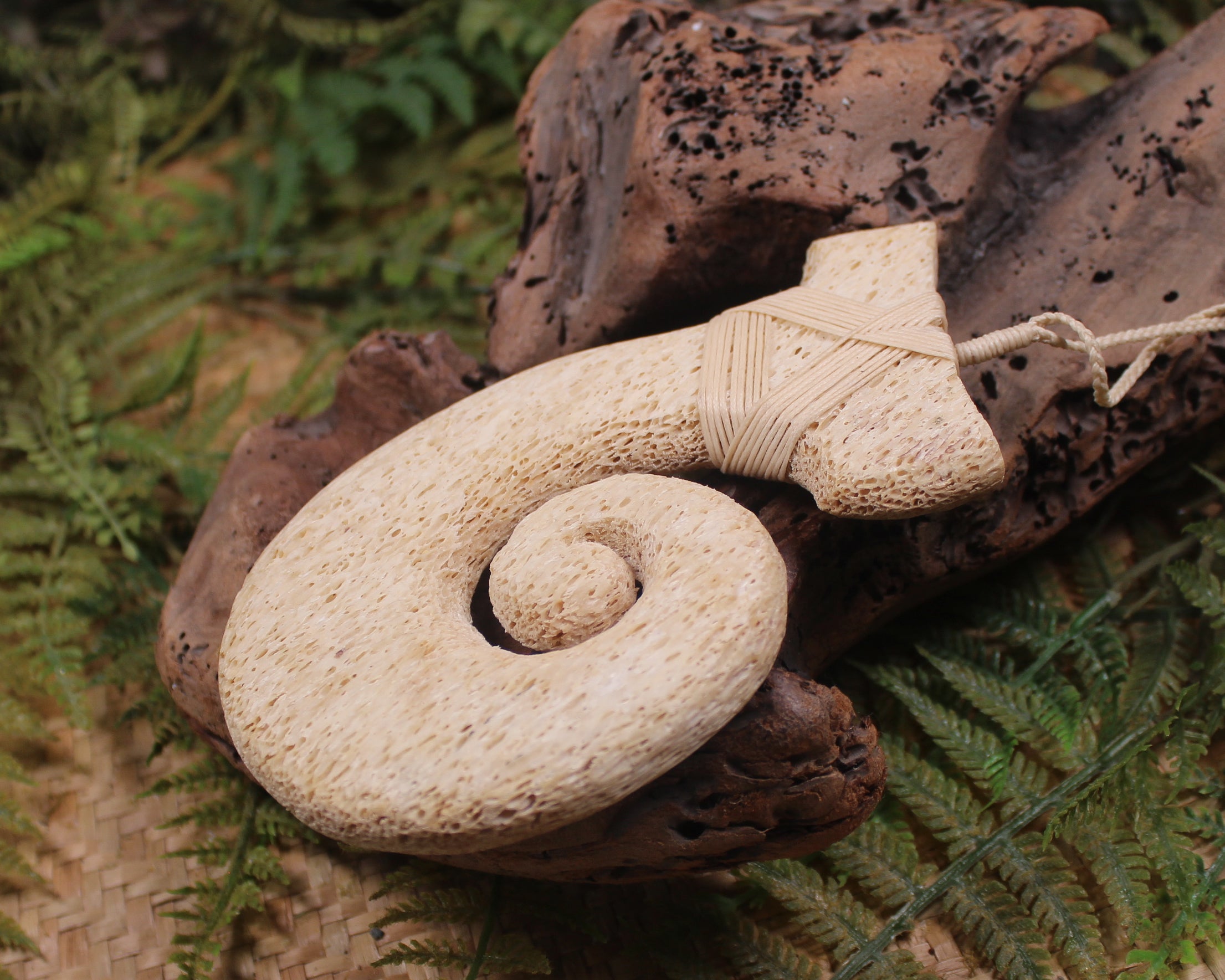 Matau sculpture carved from Whale Bone