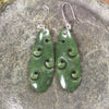 Roimata with Koru earrings carved from Hapopo Pounamu - NZ Greenstone
