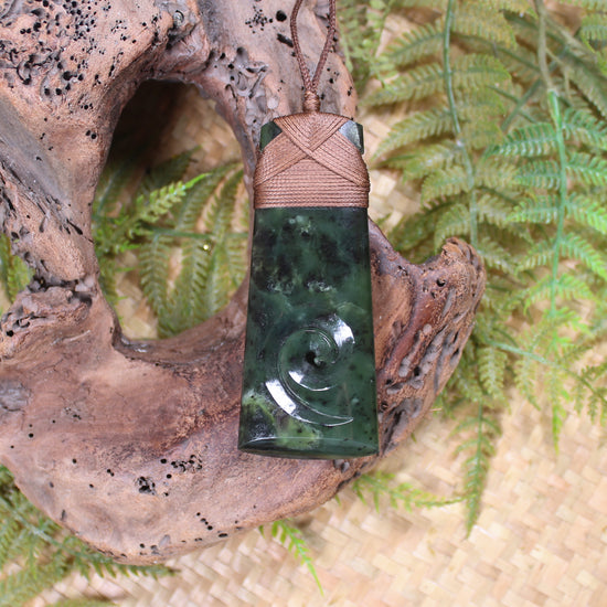 Toki or Adze with Koru Pendant carved from Rimu Pounamu - NZ Greenstone