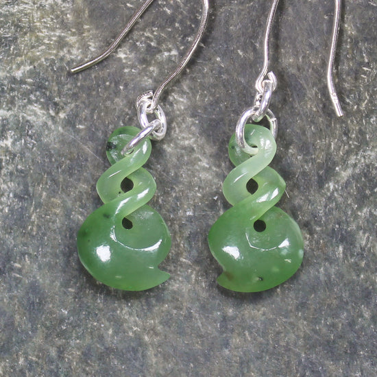Hapopo Pounamu Twist earrings - NZ Greenstone