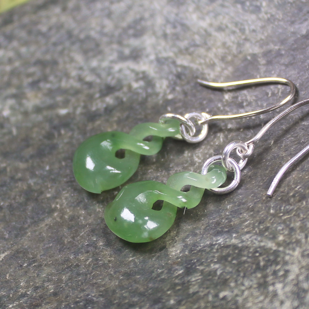 Hapopo Pounamu Twist earrings - NZ Greenstone