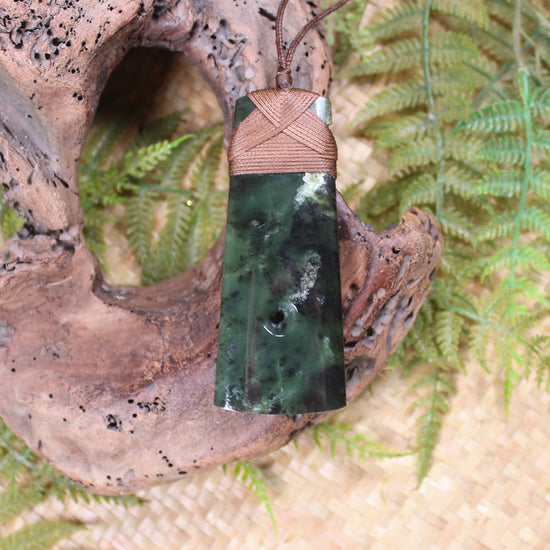 Toki or Adze with Koru Pendant carved from Rimu Pounamu - NZ Greenstone