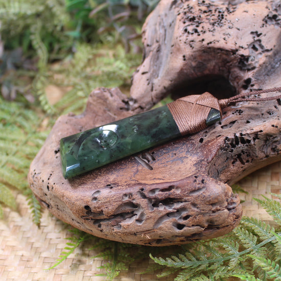 Toki or Adze with Koru Pendant carved from Rimu Pounamu - NZ Greenstone