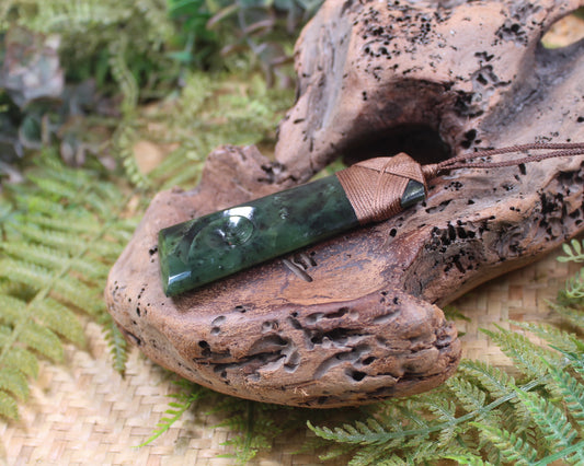 Toki or Adze with Koru Pendant carved from Rimu Pounamu - NZ Greenstone