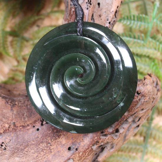 Koru carved from Rimu Pounamu - NZ Greenstone