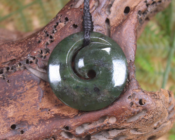 Koru carved from Rimu Pounamu - NZ Greenstone