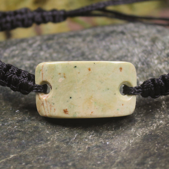 Adjustable cord bracelet with  Flower Jade Pounamu