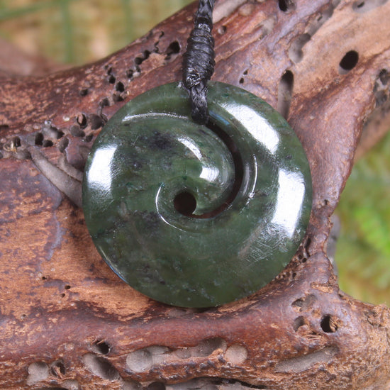 Koru carved from Rimu Pounamu - NZ Greenstone