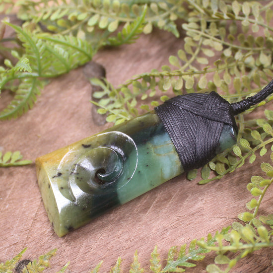 Flower Jade Pounamu Toki with Koru