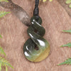 Twist or Pikorua carved from Flower Jade Pounamu - NZ Greenstone