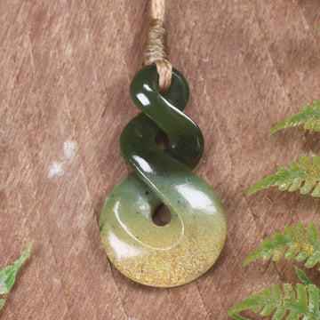 Twist or Pikorua carved from Flower Jade Pounamu - NZ Greenstone