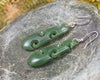 Roimata with Koru earrings carved from Hapopo Pounamu - NZ Greenstone