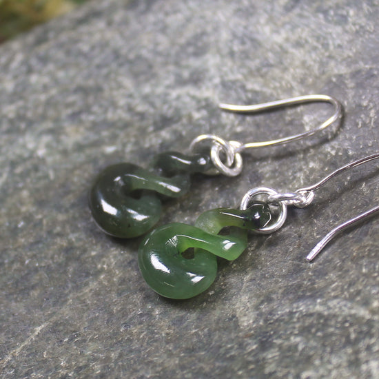 Hapopo Pounamu Twist earrings - NZ Greenstone