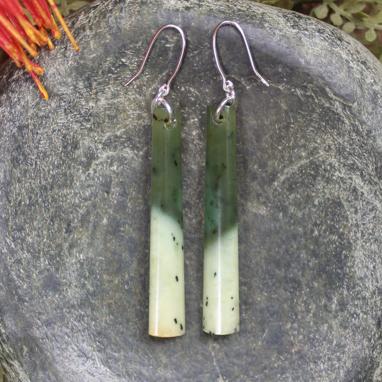 NZ Greenstone Roimata Earrings Hapopo Pounamu