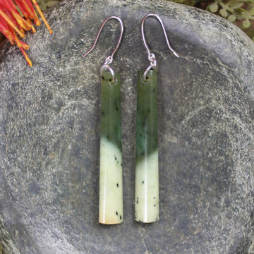 NZ Greenstone Roimata Earrings Hapopo Pounamu