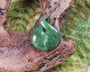 Twist or Pikorua carved from Hapopo Pounamu - NZ Greenstone