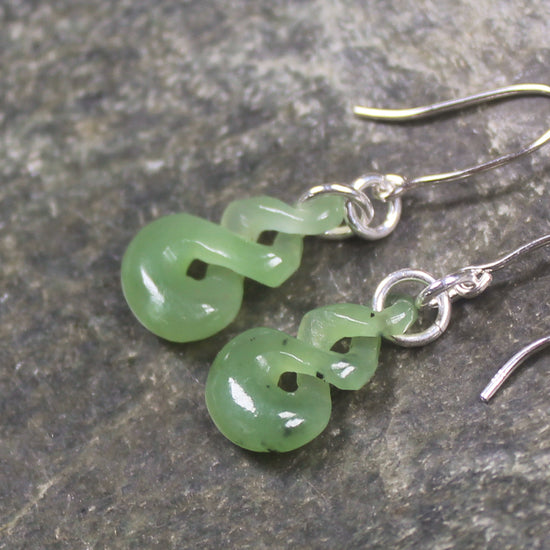 Hapopo Pounamu Twist earrings - NZ Greenstone