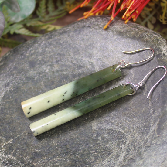 NZ Greenstone Roimata Earrings Hapopo Pounamu