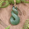 Twist or Pikorua carved from Hapopo Pounamu - NZ Greenstone