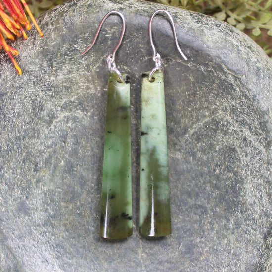 Hapopo Pounamu Roimata earrings - NZ Greenstone