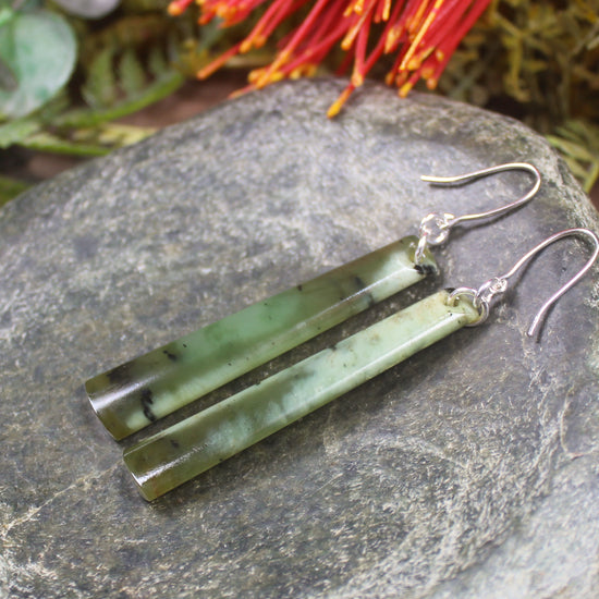 Hapopo Pounamu Roimata earrings - NZ Greenstone