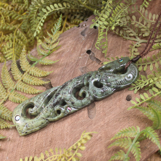 Manaia pendant carved from Rimu Pounamu - NZ Greenstone