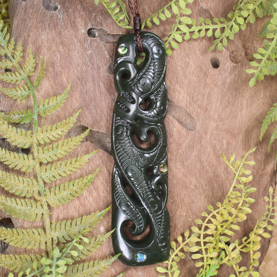 Manaia pendant carved from Rimu Pounamu - NZ Greenstone