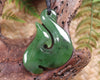 Hei Matau or Fish Hook carved from Hapopo Pounamu - NZ Greenstone