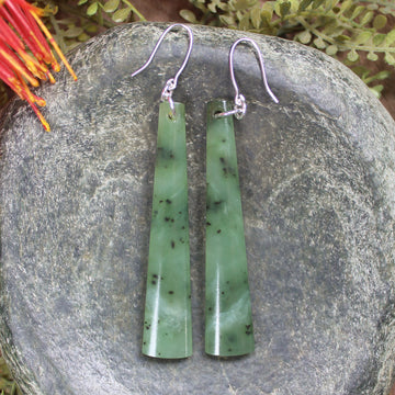 Hapopo Pounamu Roimata earrings - NZ Greenstone