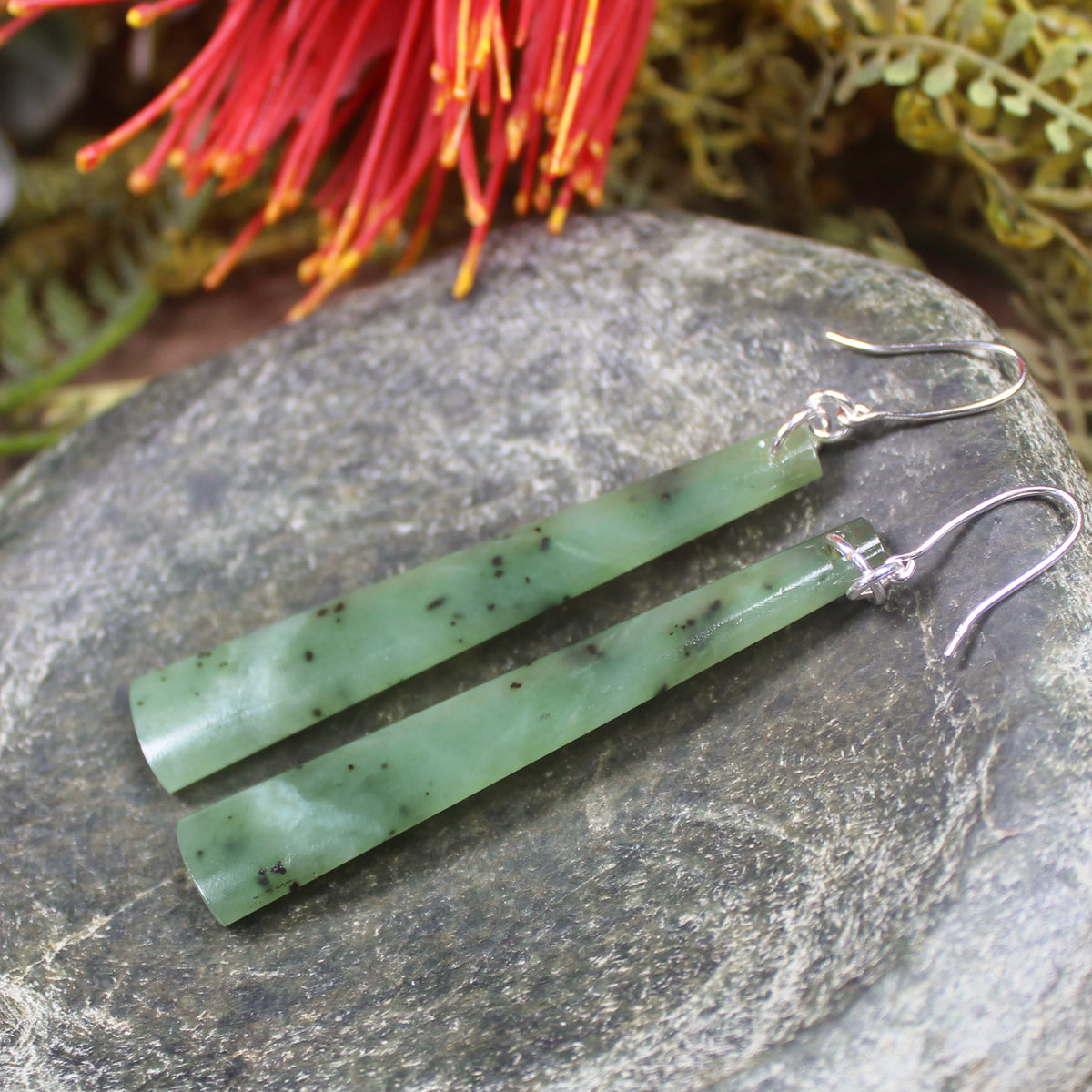 Hapopo Pounamu Roimata earrings - NZ Greenstone