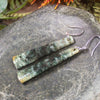 Roimata or Teardrop earrings carved from Flower Jade Pounamu - NZ Greenstone