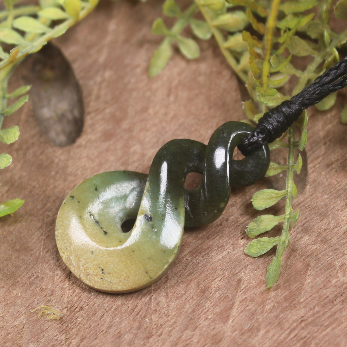 Twist carved from Rimu Pounamu - NZ Greenstone