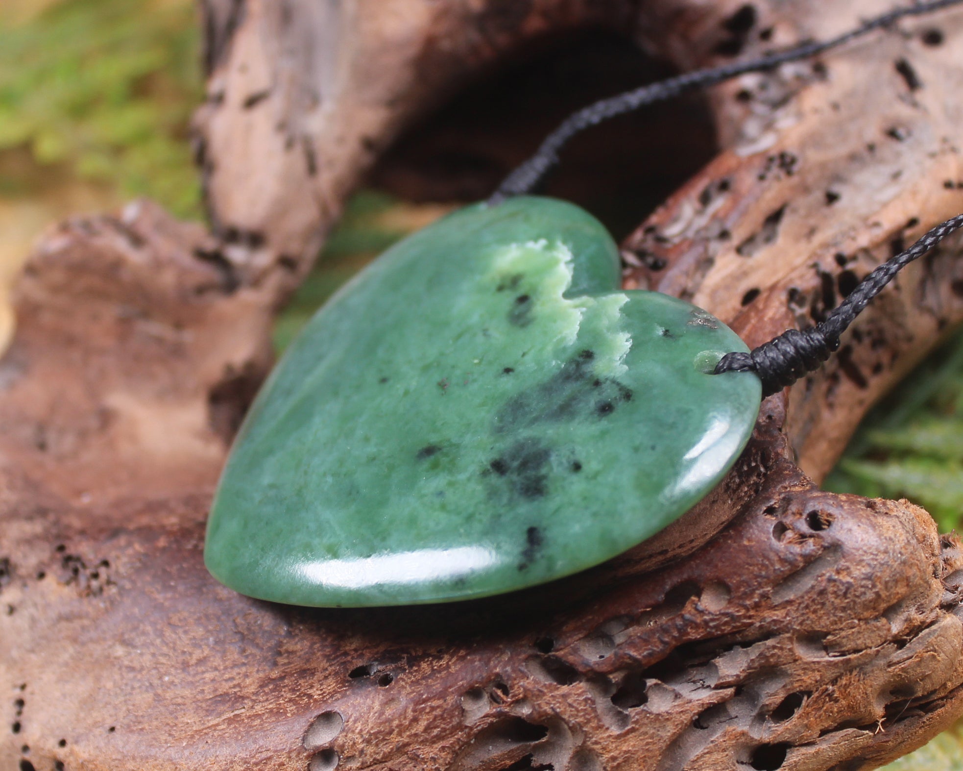 Heart carved from Inanga Pounamu - NZ Greenstone