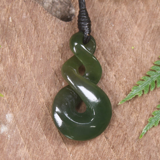 Twist carved from Kawakawa Pounamu - NZ Greenstone