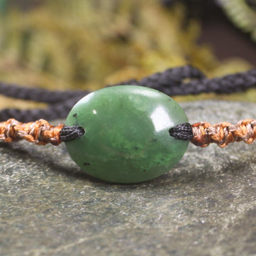 Adjustable cord bracelet with Hapopo Pounamu