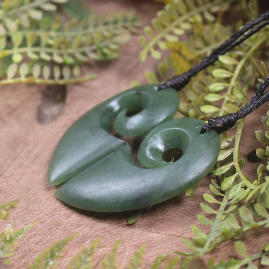 Koru Heart pendant carved from Hapopo Pounamu - NZ Greenstone