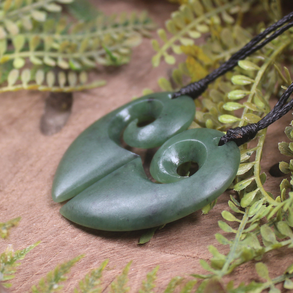 Koru Heart pendant carved from Hapopo Pounamu - NZ Greenstone