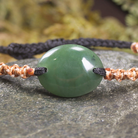 Adjustable cord bracelet with Hapopo Pounamu