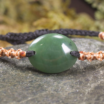 Adjustable cord bracelet with Hapopo Pounamu
